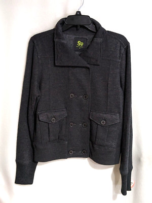 SO Junior Grey Heather Double Breasted Button Cotton Blend Jacket - Size XL -NWT