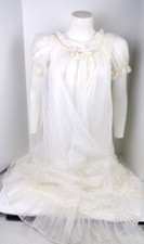 Vtg Tosca Lingerie Womens Bridal Gown Peignoir Set Cream Lace Sheer Long Small