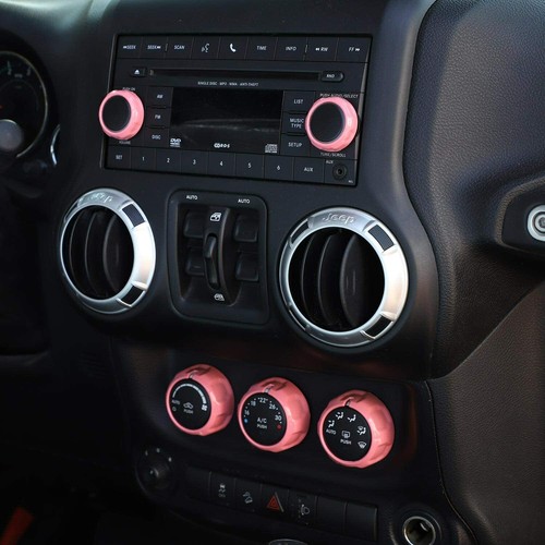5pcs Pink Car Air condition & Radio Switch Decor Ring For Jeep Wrangler JK 11-17 - Picture 4 of 7