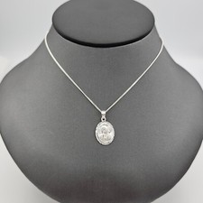 925 Solid Sterling Silver Our Lady Virgen Guadalupe Pendant Cuban Chain Necklace