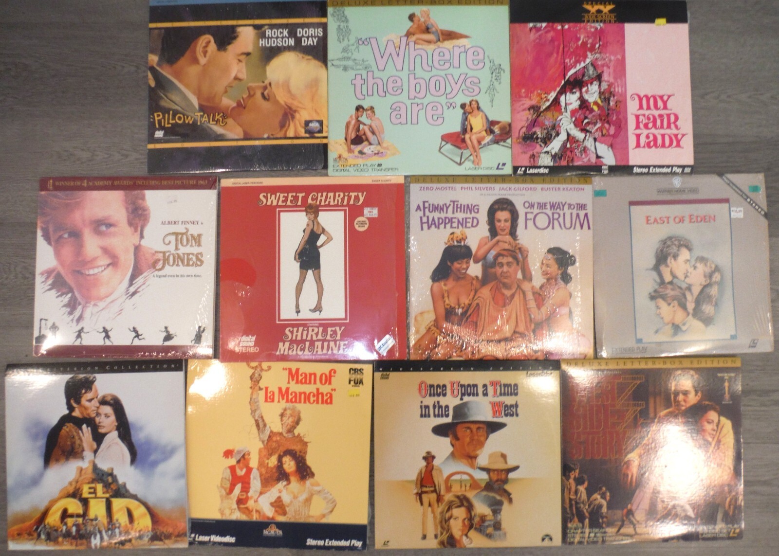 Lot of 11 Laserdisc Vintage Movies East of Eden West Side Story Pillow