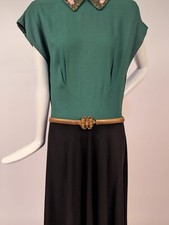 ART DECO 1930  S GOLD TONE METAL BELT FOR DRESS W LEAF BUCKLE