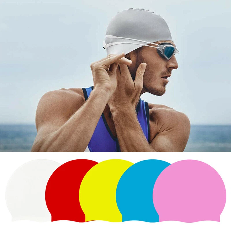 Swimming Cap Waterproof Silicone Swim Pool Hat For Adult Men Long Hair  Women US