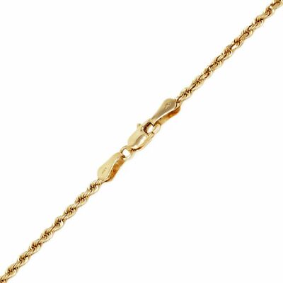 14k Yellow Gold Solid Diamond Cut Rope Chain Necklace 16