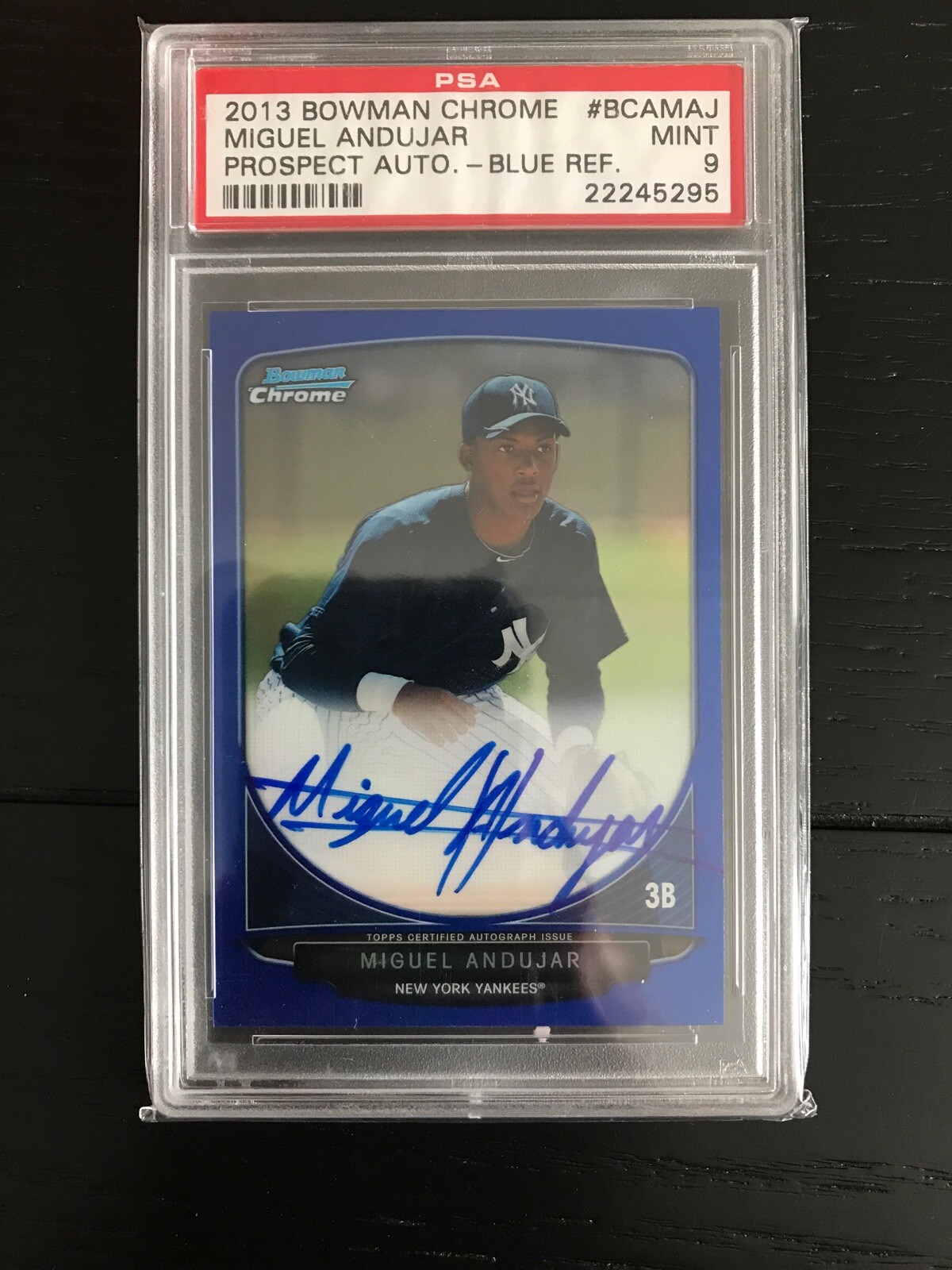 2013 Bowman Chrome Miguel Andujar Blue Refractor Auto 13/150 PSA 9