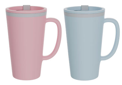 Copco 16oz Cone Desk Mug, Double Wall Insulated  - Pink/Light Blue