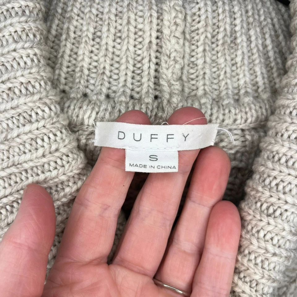 Suéter Duffy Mujer Pequeño Beige Lana Merino Mohair Grueso Tejido Cuello Alto Abertura Foto 3 de 4