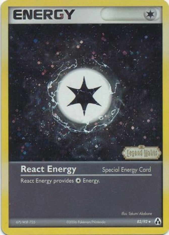 Moderately Played, English - 1 x Pokemon React Energy - 82/92 - Uncommon - Rever