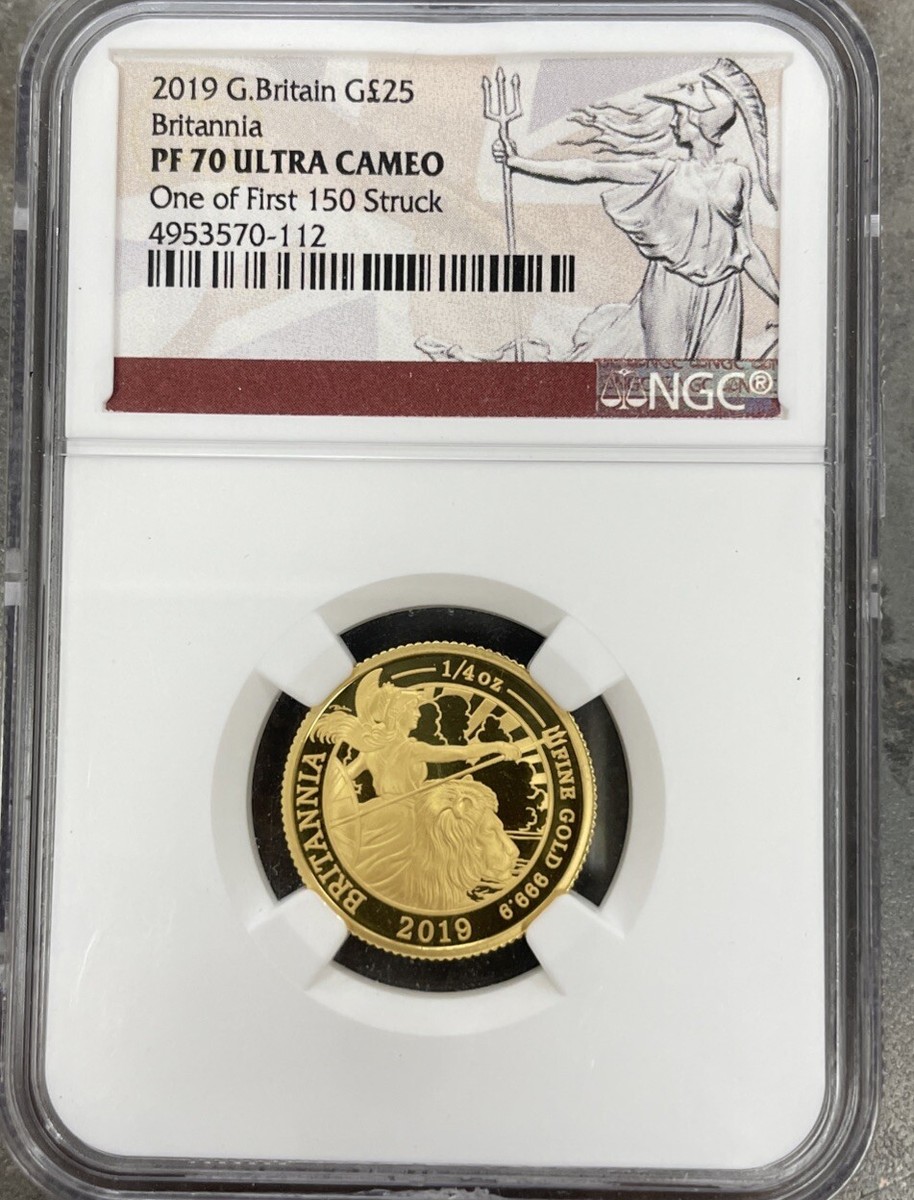 2019年 イギリス ブリタニア NGC PF70UCとPF70REV PF 2019 Great Britain Britannia Gold 25 PF70 One Of First 150