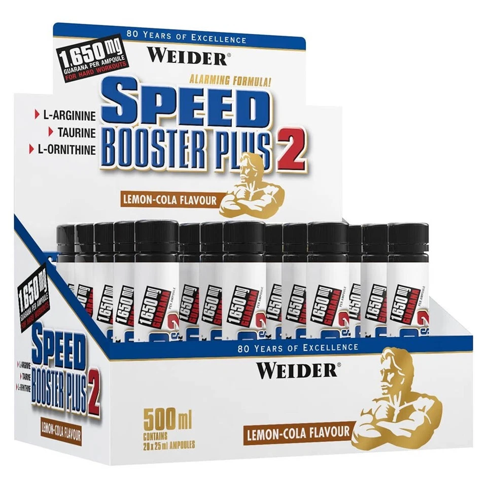 Weider Speed Booster Plus 2 Pre-Workout Energie-Shots mit Guarana – 20 Ampullen - Bild 2 von 4