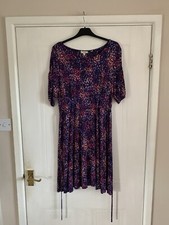 Fat Face Gracie Meadow Patchwork Midi Dress Size 14 Purple Floral Drawstring GC