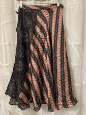 Vintage 100 Silk Boho Multi-colored Wrap Skirt Women M