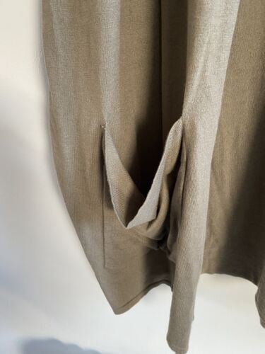 Oska Long Cardigan Women’s Size 3 Comfort Khaki Pockets Silk Viscose Blend Knit - Picture 9 of 16