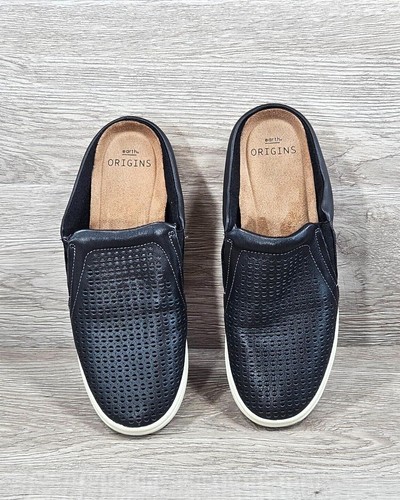 Earth Origins Emilia Sneaker Slip-On Leather Clog Breathable Black 7 - Picture 6 of 11