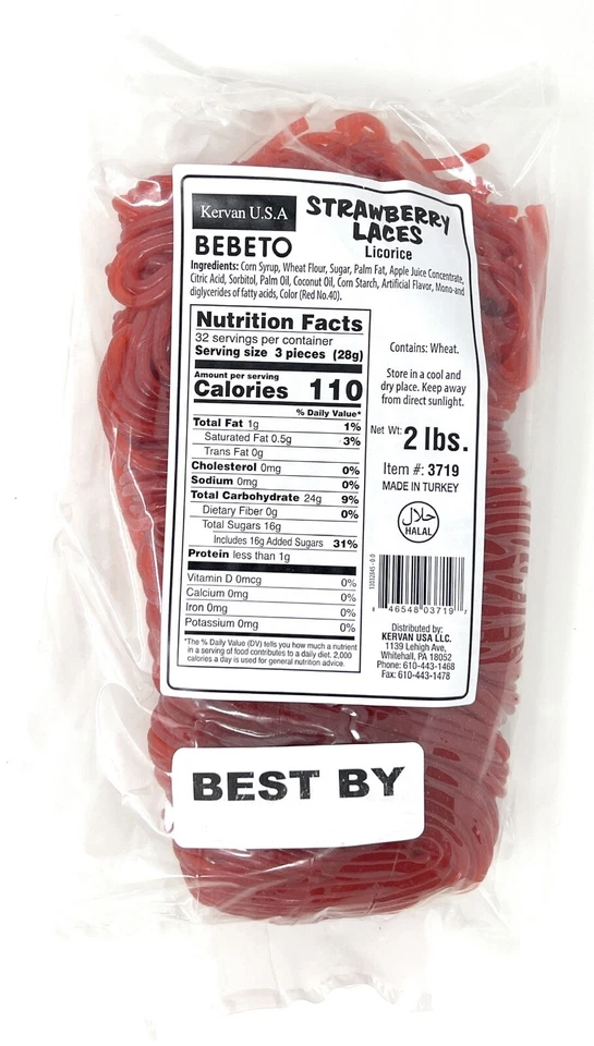 Red Strawberry Licorice Laces ~ 2 Pound Bag ~ FREE SHIPPING - Image 2 of 2