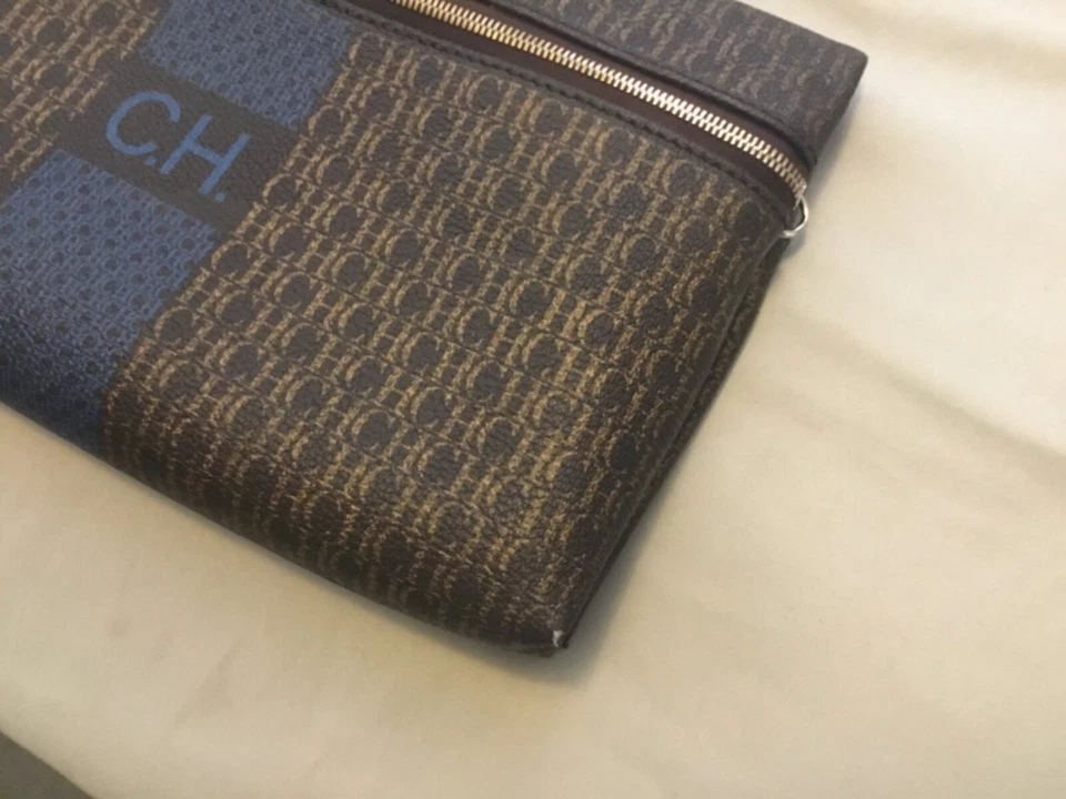 Carolina Herrera Inro Crossbody/Clutch Bag Signature Brown/Blue MSRP $525 - Image 4 of 4