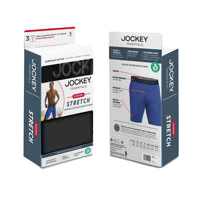 JOCKEY - SIZE: M - 3-PK Multi-Colored Microfiber Long Leg Boxer Brief Underwear