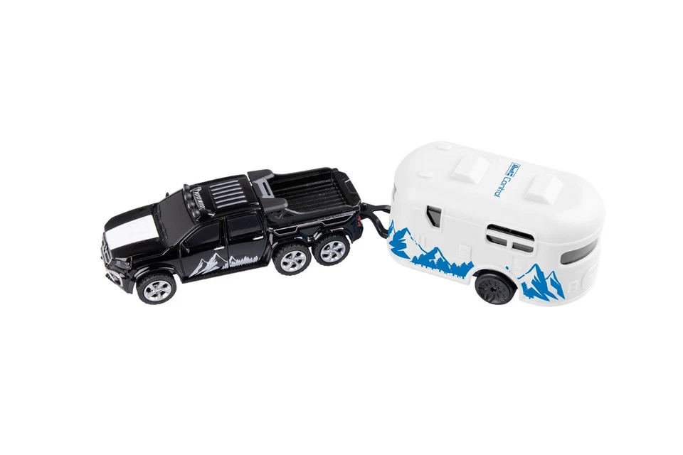 Metall Mini RC Auto Pick-up SUV mit Wohnwagen Anhänger 1:64 ferngesteuert Revell - Bild 4 von 4