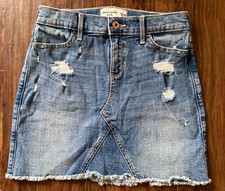 Abercrombie Kids Blue Skirt Distressed Raw Hem cut off Mini Denim Girls 13/14