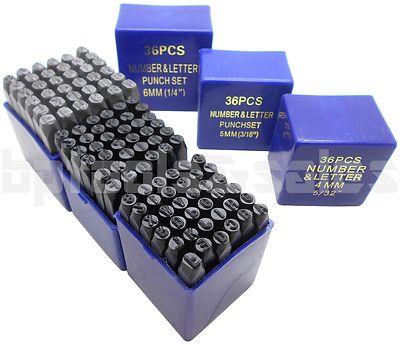 108pc 1/4'' 3/16'' 5/32'' Letter & Number Stamping Set Hardened Steel Metal Die