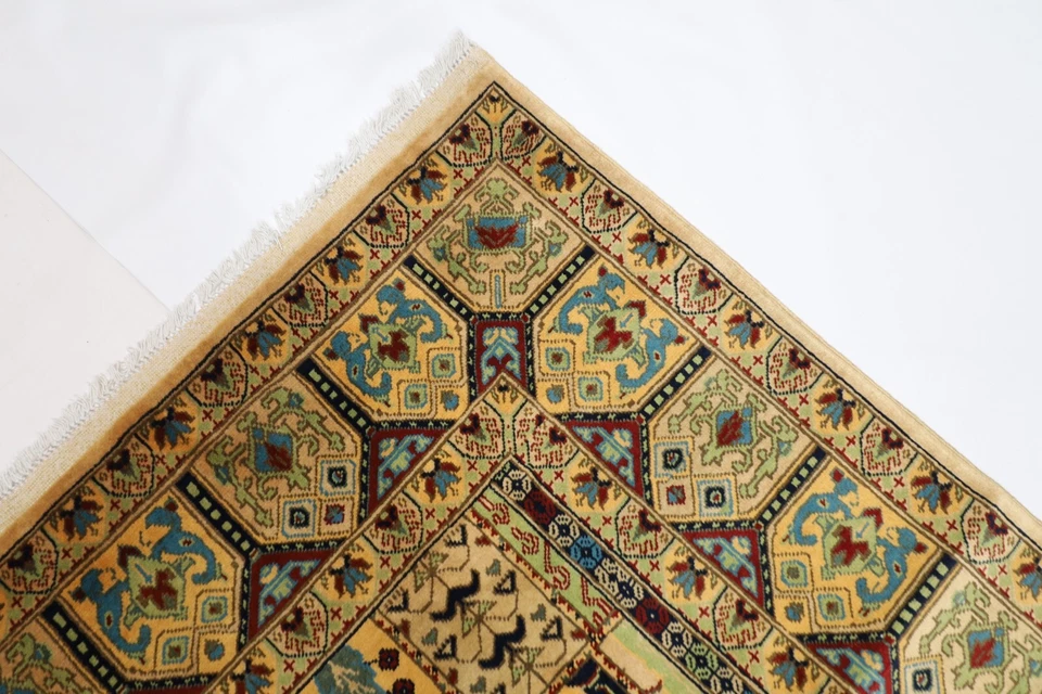 7x10 ft Beige four-season patchwork Area rug Afghan Hand Knotted Tribal oriental - Image 3 of 4