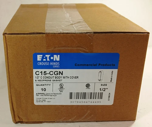 10 NEW EATON C15-CGN ½” C CONDUIT BODIES WITH COVERS NIB ***MAKE OFFER***