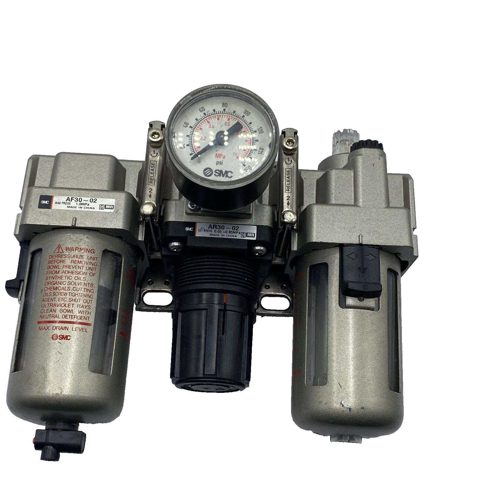 SMC REGULATOR FILTER AR30-02 W/AF30-02 W/AC30-02 MAX PRESS 1.0MPa 🎯