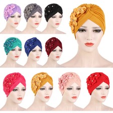 Muslim Women Flower Turban Hijab Hat Wrap Chemo Cap Hair Loss Bonnet Headwear