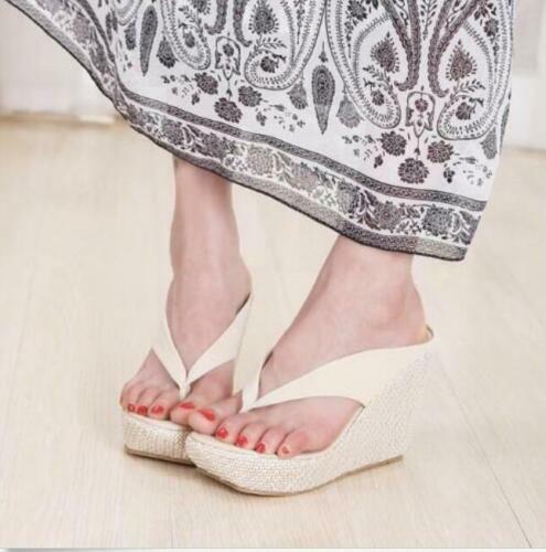 New Women Thong Slippers Wedge High Heels Platform Beach Flip Flops US Size ##DI - Picture 14 of 17