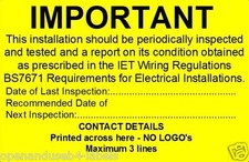 Periodic Test Inspection Labels 76×51mm BS7671 Electrical Safety Stickers
