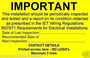 Periodic Inspection Test Labels - Electrical Safety BS7671 | eBay