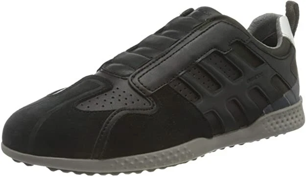 MENS GEOX U SNAKE A SIZE 8 42 BLACK REAL LEATHER LOW TOP TRAINERS SNEAKERS 110
