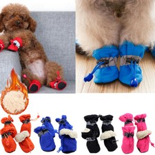 4pcs/set Waterproof Winter Warm Pet Dog Shoes Anti-slip Rain Snow Boots Puppy  