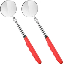 2 Pack Round Telescoping Inspection Mirror Mechanics Mirror Tool for Technician