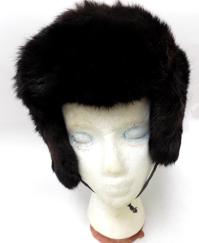 Vintage 70's-80's Russian Ushanka Mink Fur Hat Ear Flaps Small