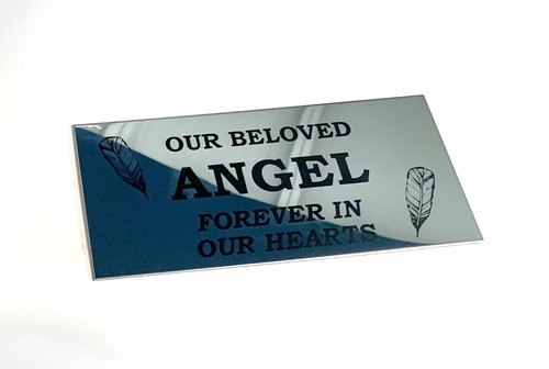 MIRROR STAINLESS STEEL PET MEMORIAL FUNERAL PLAQUE URN GRAVE LASER ENGRAVED - Picture 1 of 4