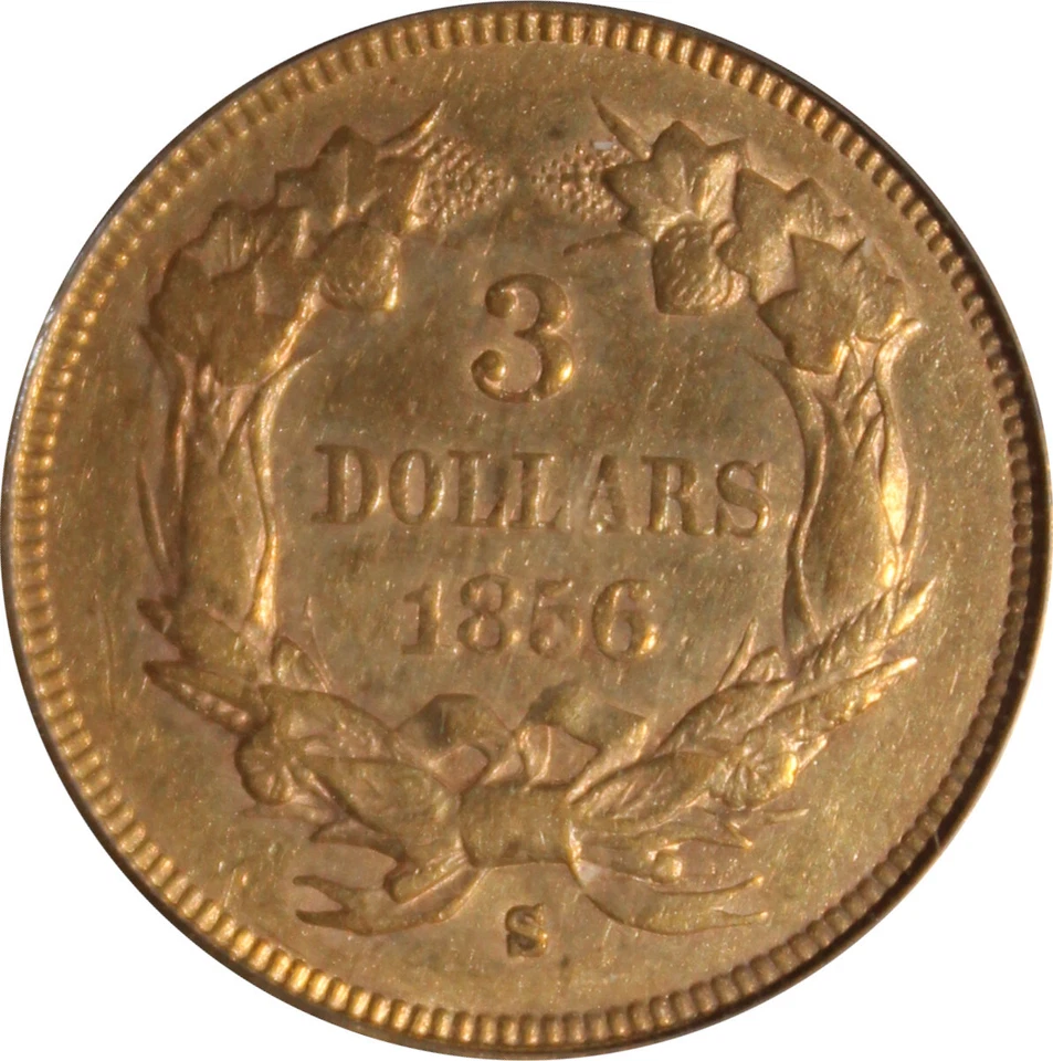 1856-S XF40 Three Dollar Gold Piece, PCGS 20525152 - Image 2 of 4