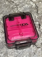 Nintendo DS 3DS Hard Plastic Gray  Pink Square 16 Game Cartridge Carrying Case