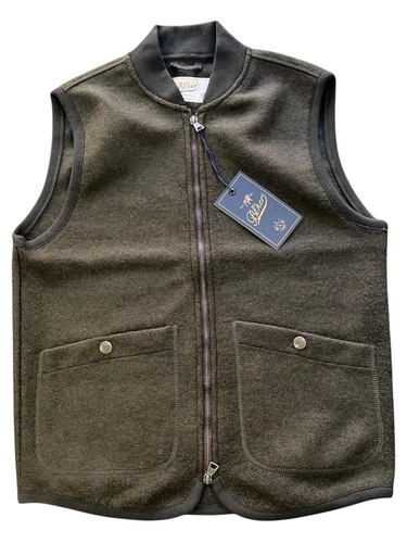 Bl’ker Boiled Wool Gilet Vest Green Cotta Wool Outer New Men FW26 - product listing photo