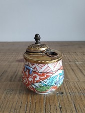 Ancien Encrier Avec Porte Plumes En Céramique - Art Asiatique - Vintage - Coloré