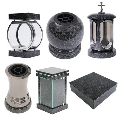 Grab-Artikel aus Granit Impala Grab-Schmuck Friedhof Vase Lampe hochwertig