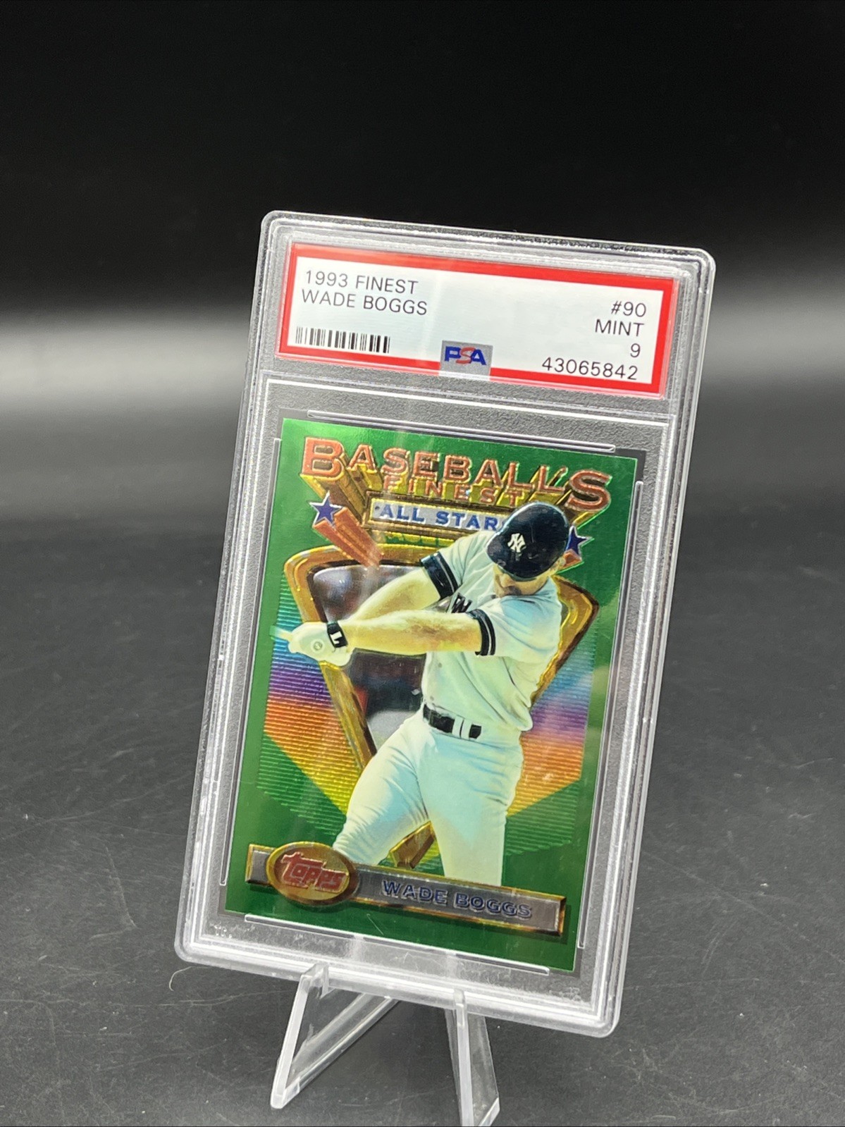 1993 Topps Finest Wade Boggs, #90, PSA 9 Mint NY Yankees