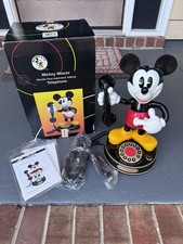 1997 Disney Mickey Mouse Animated Telephone W/ Box Tested/Works - MOVES & TALKS