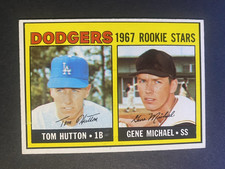 1967 Topps Baseball Dodgers Tom Hutton/Gene Michael Rookie Stars Card #428. rookie card picture