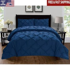 2-Piece Pintuck Design Duvet Cover Set Wrinkle-Free Soft Microfiber Easy Care US