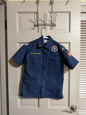 Boy Scouts Of America Boys Youth Medium Uniform Shirt Blue BSA Multiple Patches