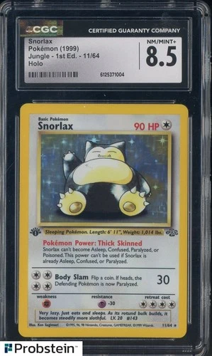 1999 Pokemon Jungle #11/64 Snorlax Holo 1st Edition CGC 8.5 NM-MT+