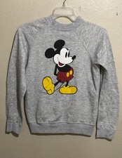 Vtg 1980s Disney Mickey Mouse Raglan Sweatshirt Mens Medium NOS Gray Tri-Blend