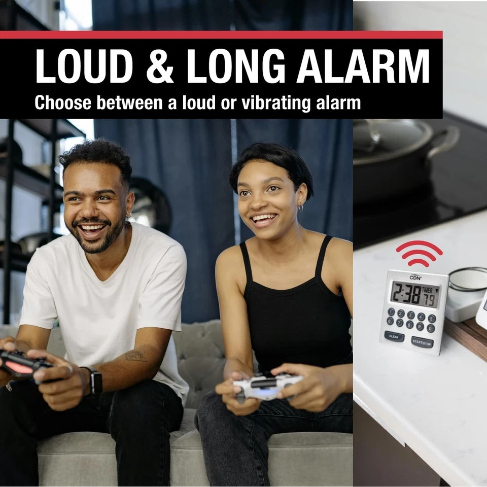 Temporizador de cocina digital de 2 alarmas de entrada directa | Cuenta arriba y abajo, 10 horas por H... Foto 2 de 4