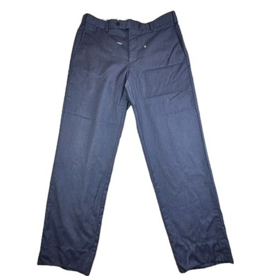 Zanella David Dress Pants Mens 35x30 Navy Blue 100% Wool Flat Front Straight Leg